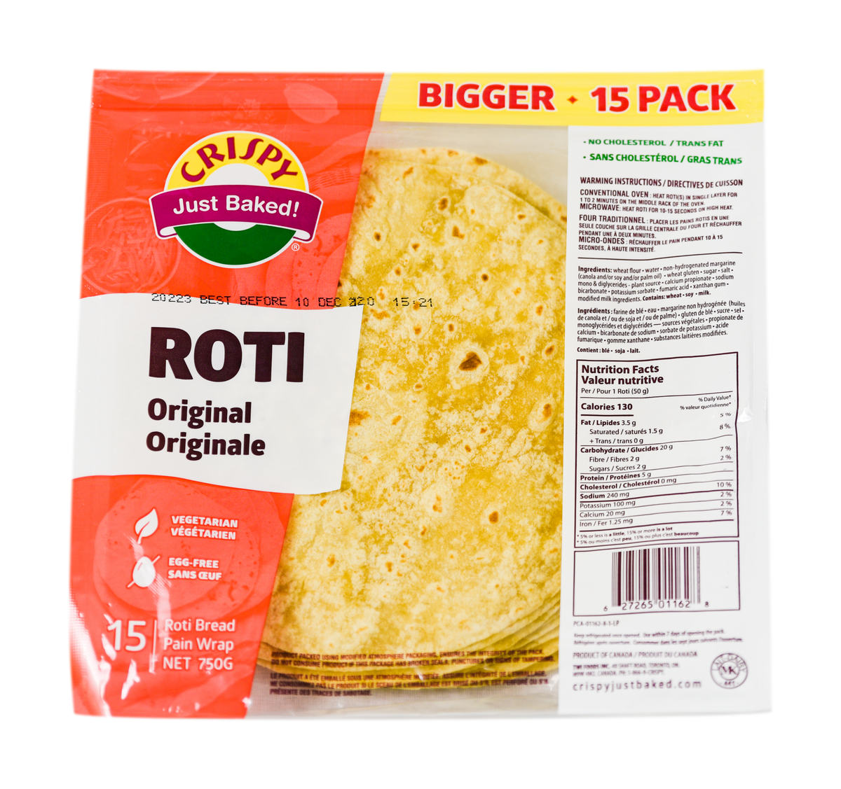 Crispy Just Baked Roti Original 10 pack