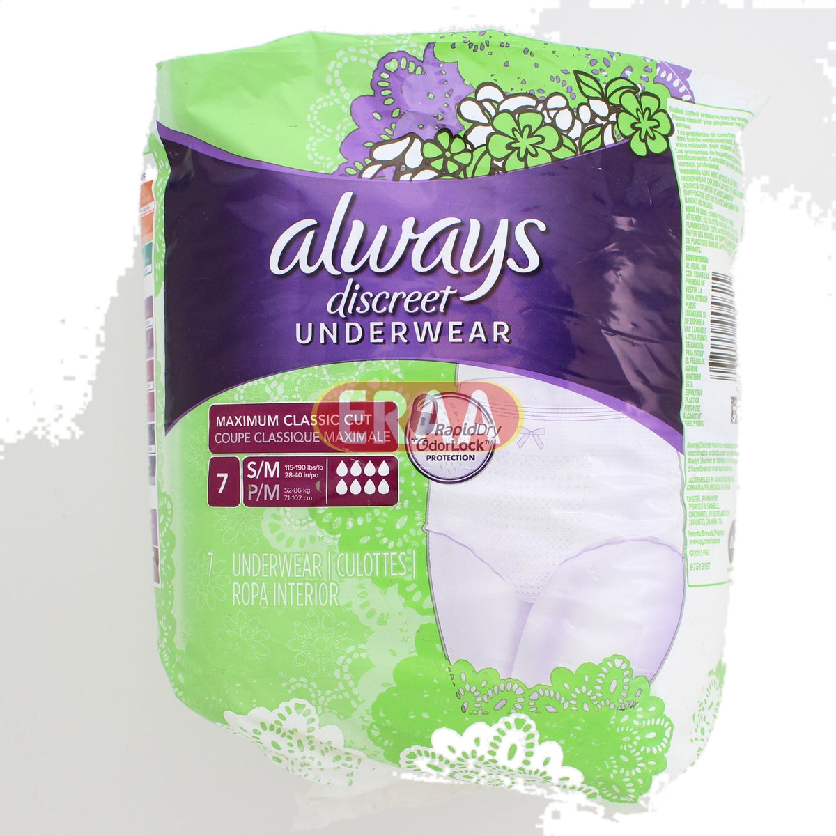 Always Discreet Womens Underwear Size S/M (7 underwears)
