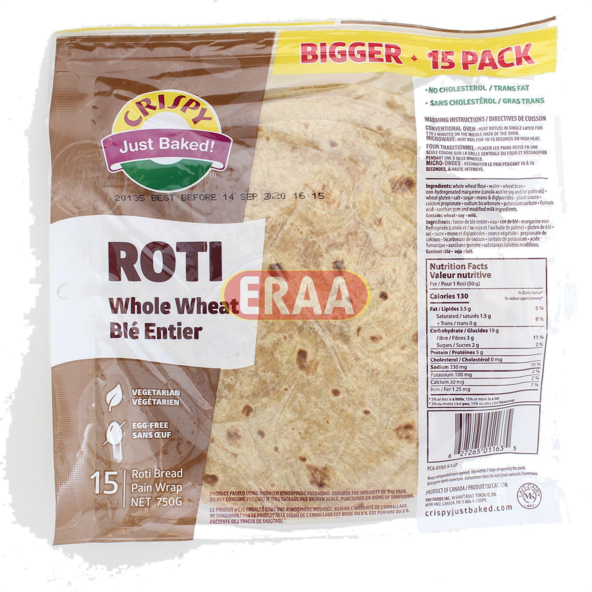 Crispy Just Baked Roti Whole Wheat 10Pack