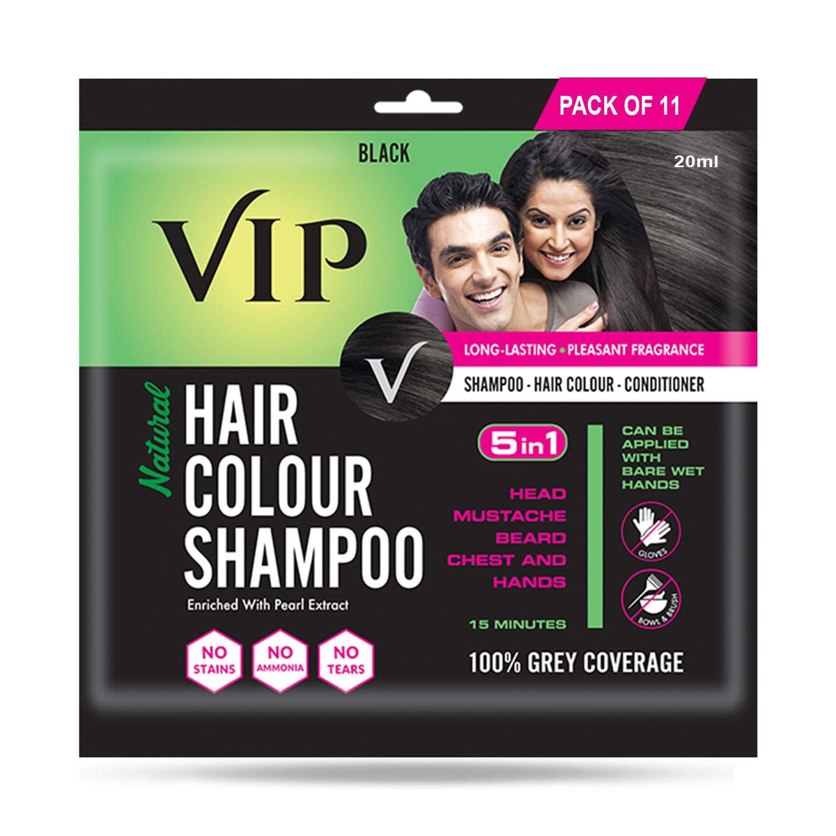 VIP Hair Colour Shampoo Black 20ml